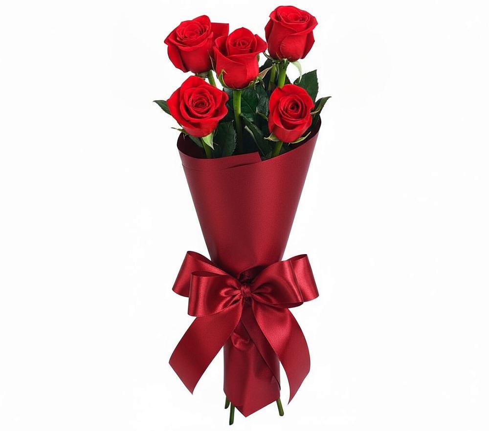 Букет 5 Красных роз Эдлесс Лав в Красной Поляне Краснодарского края