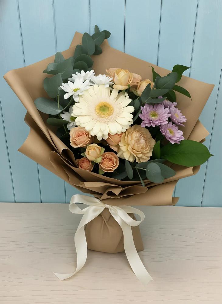 Букет цветов из: Герберы и Хризантемы в Красной Поляне Краснодарского края