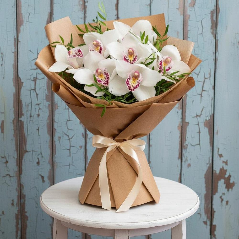 Букет цветов из: Орхидеи и Розы в Красной Поляне Краснодарского края