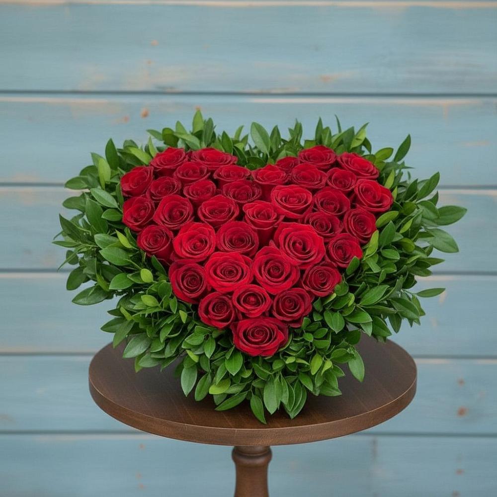 Цветочная композиция из Розы в виде сердца в Красной Поляне Краснодарского края