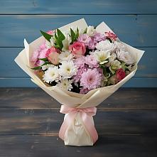 Букет цветов из:  Хризантемы, Альстромерии и Розы #REPLACE_PRED# Красной Поляне Краснодарского края