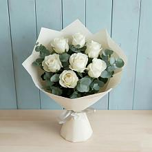Букет Белые розы в Эвкалипте в Красной Поляне Краснодарского края